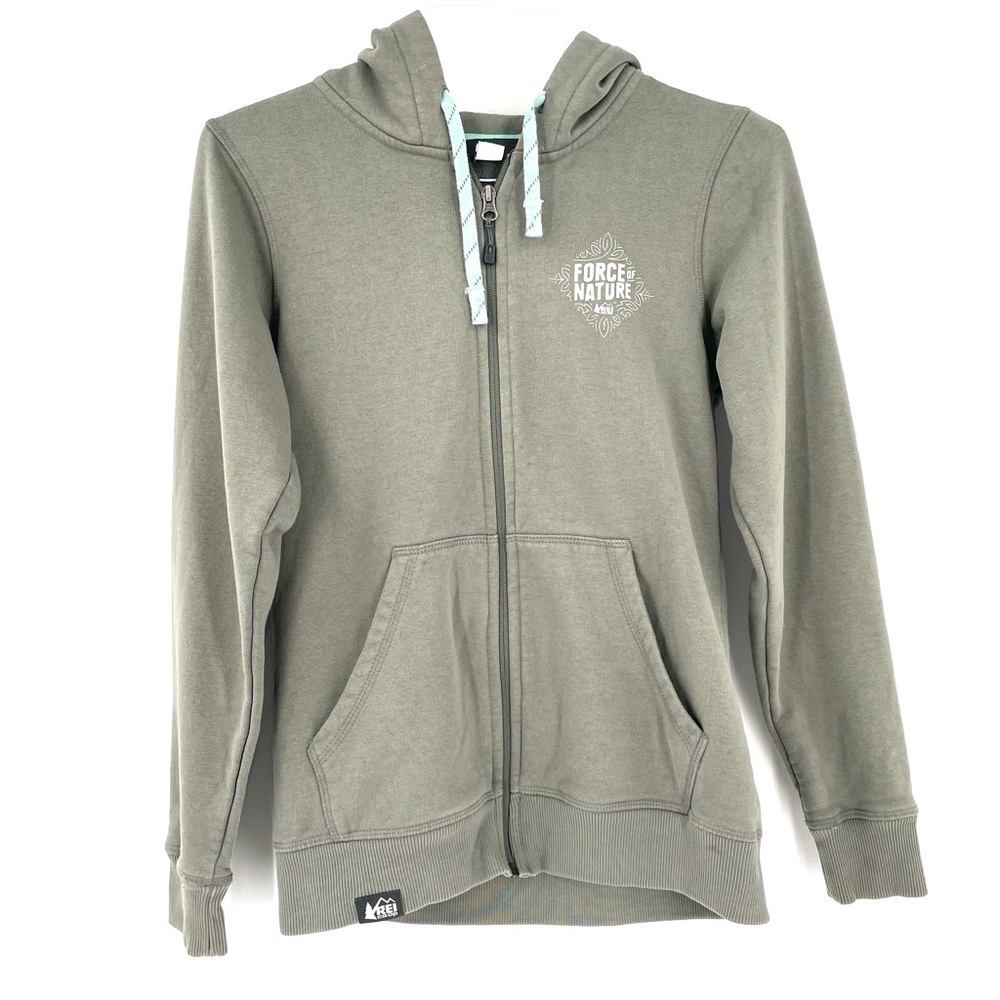 REI Co-op Force of Nature Olive Green Full Zip Hoodie